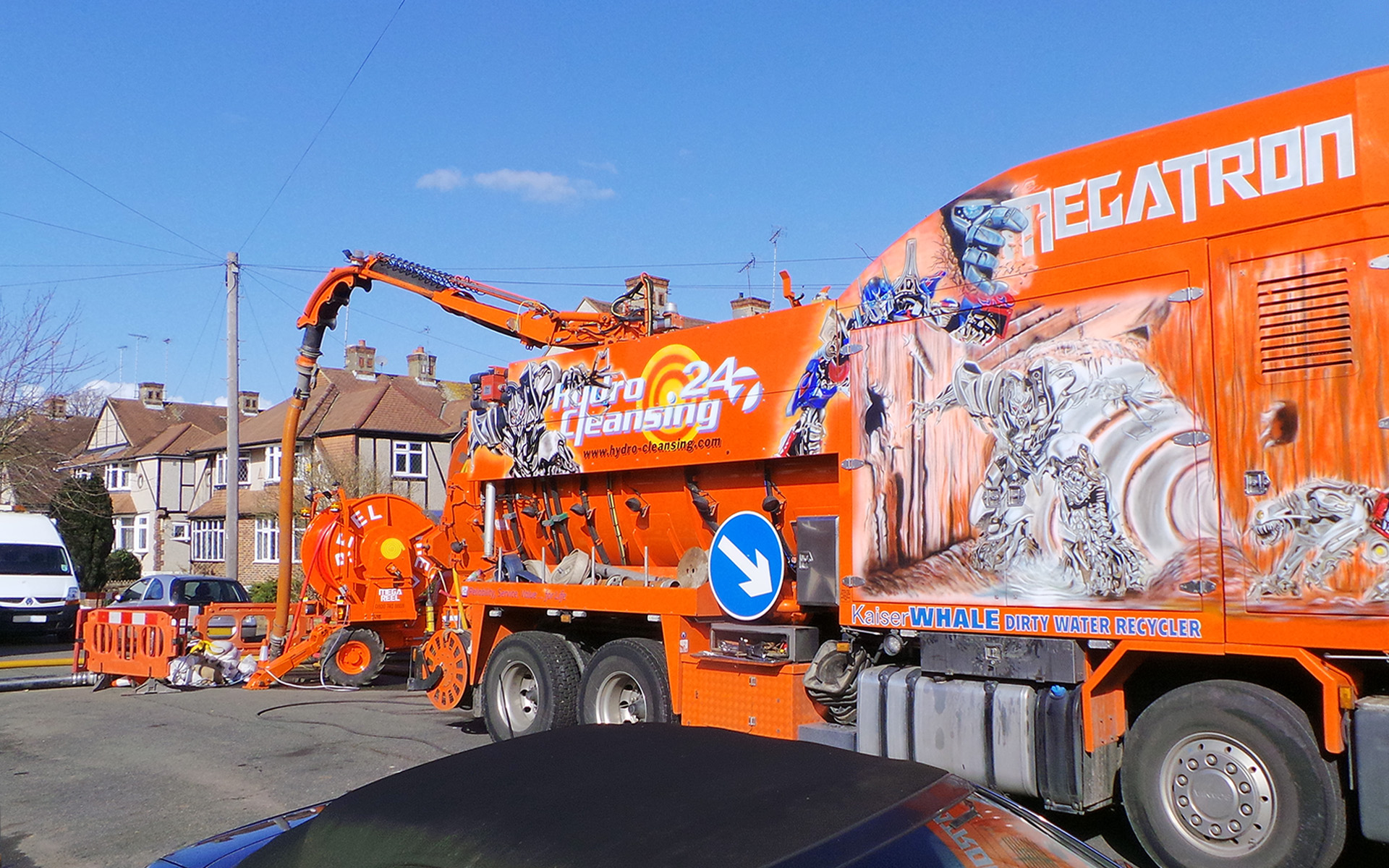 Mega-Reel crossing site terrain to reach remote job area